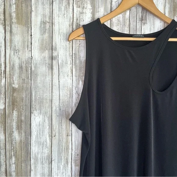 Torrid Black Asymmetrical Cutout Tank 3X Plus High Neck Sleeveless Minimalist - Picture 4 of 7